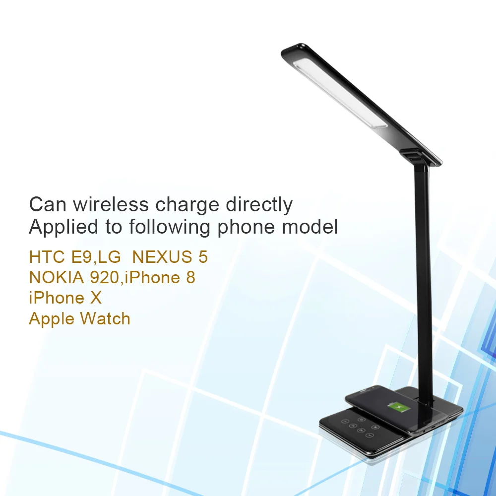 Multi-function LED Lamp dimmable  USB Desk Lamp Qi Wireless Charger Desk Lamp