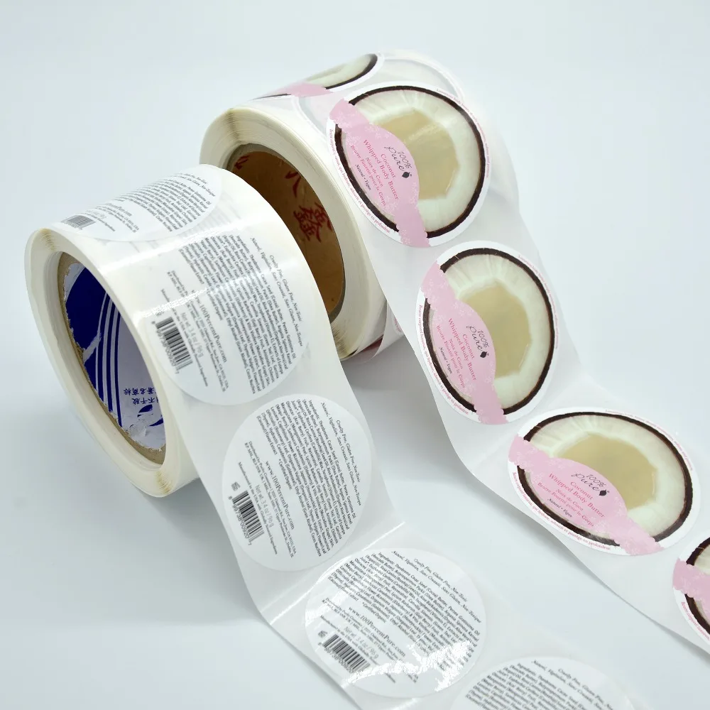 Custom high-end printed cheap label stickers with die-cut uprolled shampoo cosmetics bottles