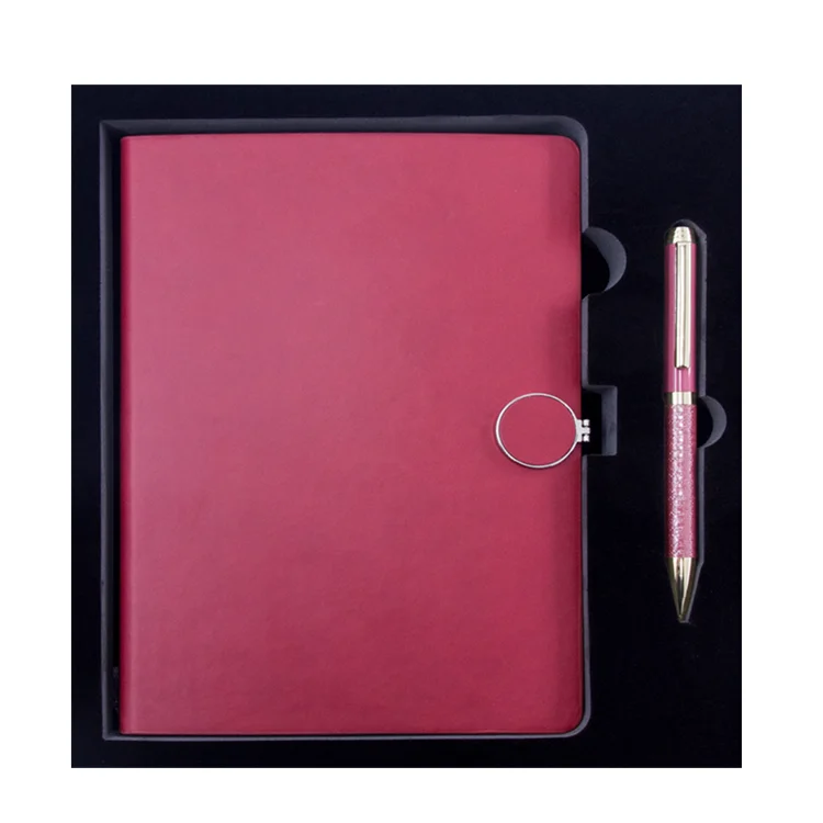 New arrival office ladies paper stationery PU notebook gift set with pen