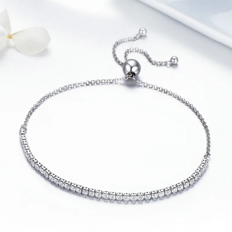 New Trendy eatured Brand DEALS 925 Sterling Silver Sparkling Strand Bracelet Women Link Tennis Bracelet