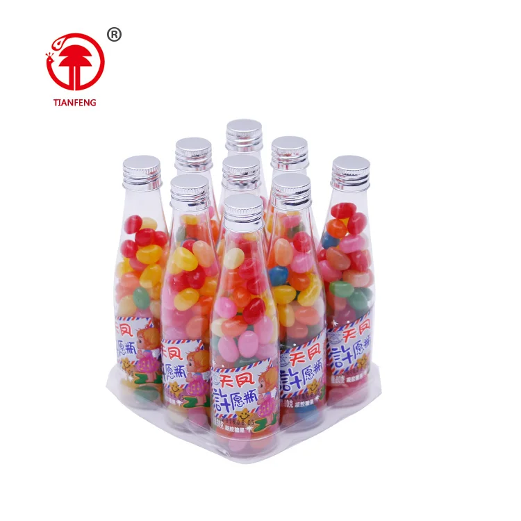 Halal colourful rainbow jelly candy 80g bottle shape  sweet jelly bean candy