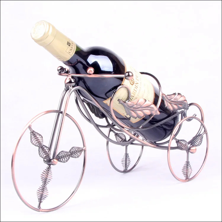 Iron Art Stand Blacksmith Bike Style Carriage Creative Red Wine Rack Bottle Holder For Party Home Decoration