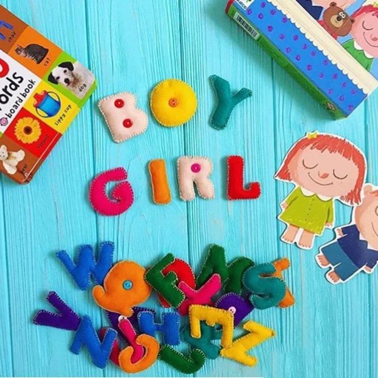 
English felt alphabet toys letter block with hand sewing 