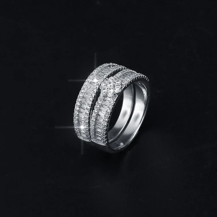 Couple ring Simple Model white gold plated  finger double ring