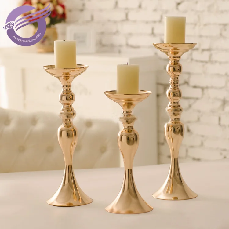 ZT01130 Factory direct Wedding table centerpieces rose gold metal candle stick holder set