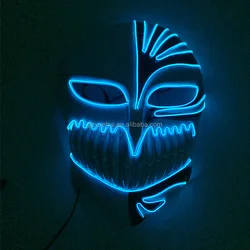 Wild Party Props Led Neon Strip Death Anime Character Mask Kurosaki Ichigo Cosplay Mask EL Illuminated Cartoon Theme Accessory