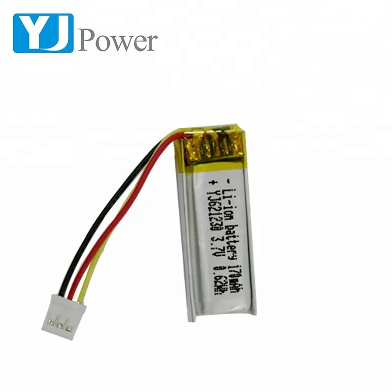 Hot sele lithium polymer battery  3.7V  621230 170mAh rechargeable polymer battery  for smart devices