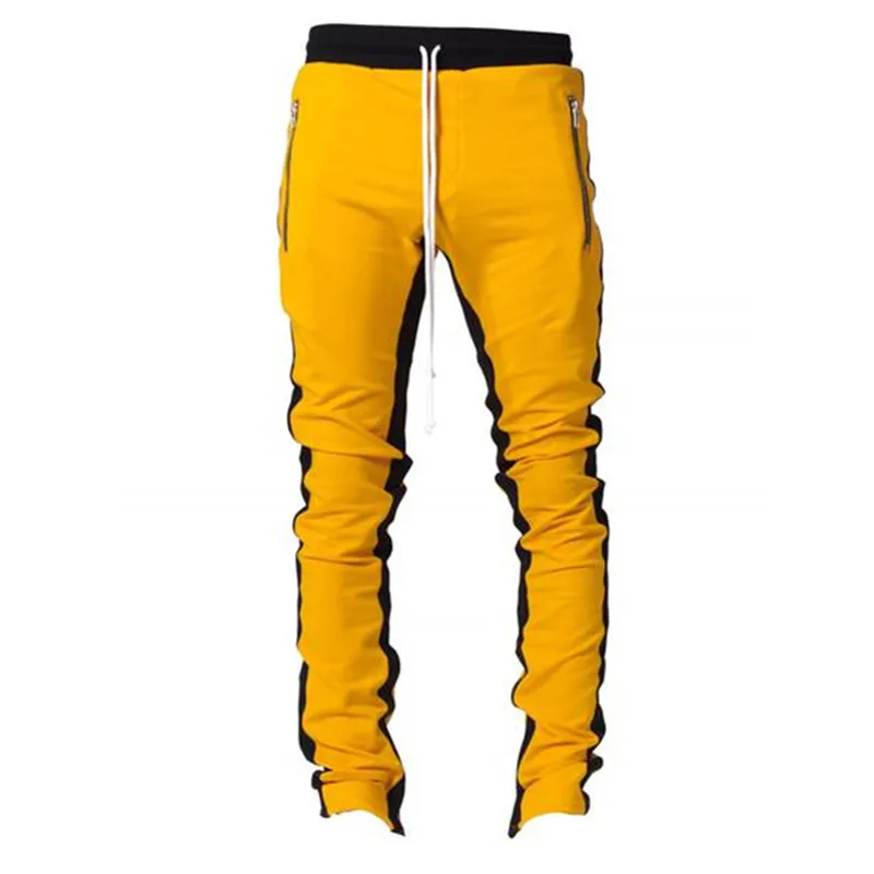 joggers sports pants contrast side stripe long drawstring custom mens track pants
