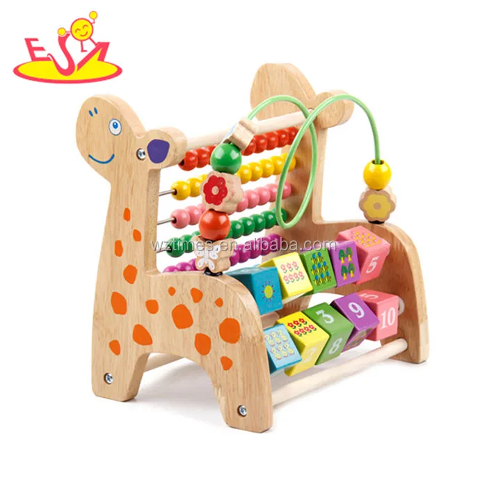 2023 wholesale animal shape wooden bead maze toy for baby W11B121