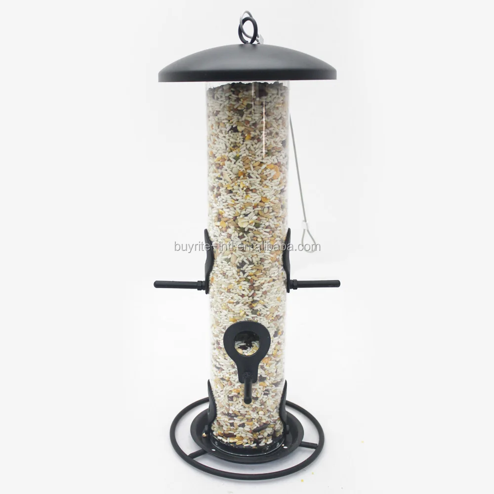 Large Easy use PC tube Powder coating Metal Seed Bird Feeder