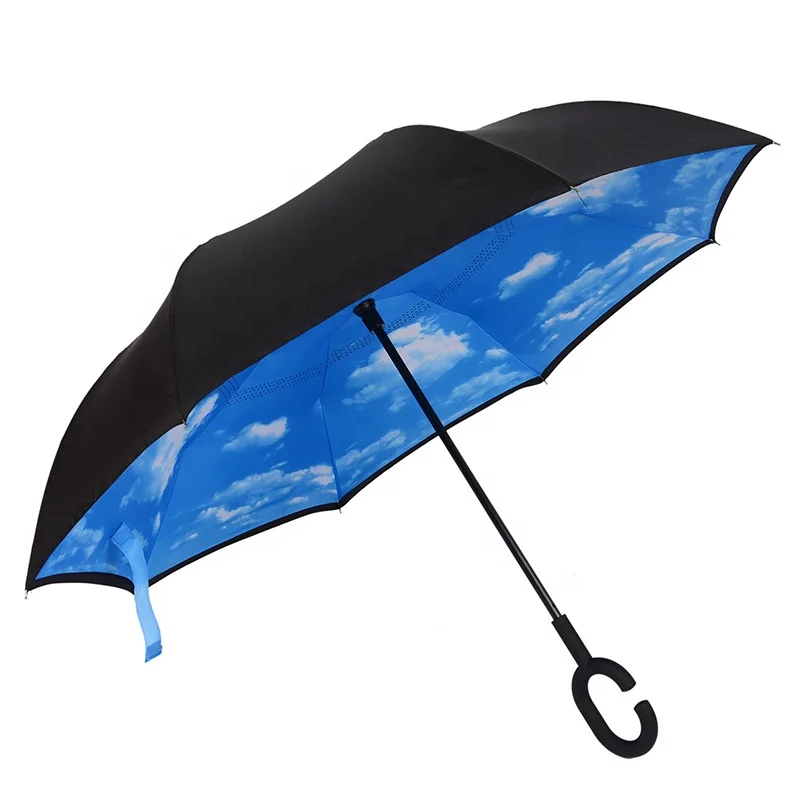 Hot sale OEM acceptable durable quality Double Layer Inverted Umbrella Reverse folding Umbrella for Pharmacy and Library