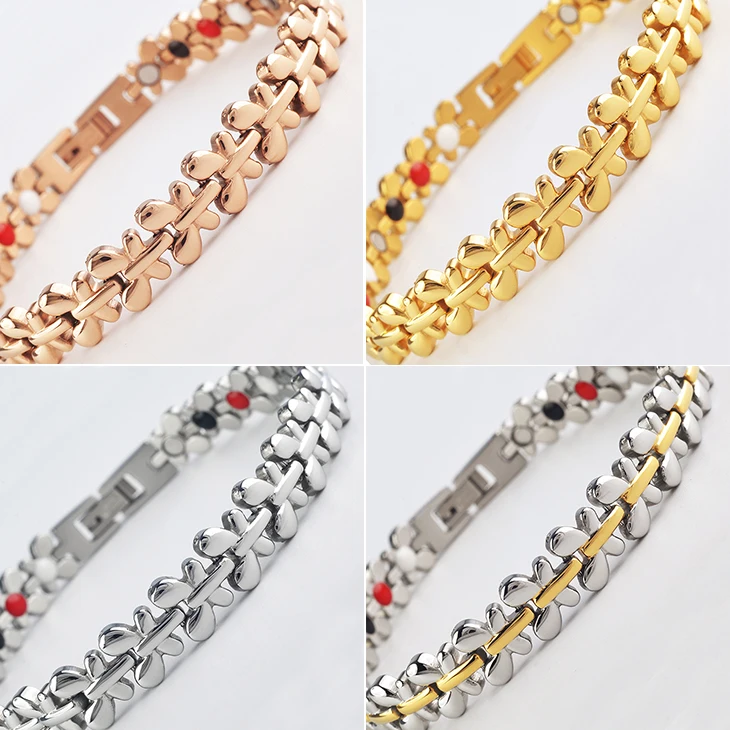 Far Infrared Energy Germanium 4 in 1 Stainless Steel Bracelet Health Bio Magnetic Therapy