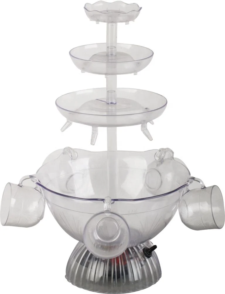 Wedding Party-use Wine Juice Fondue Fountain 3-tier Plastic Wine Fountain