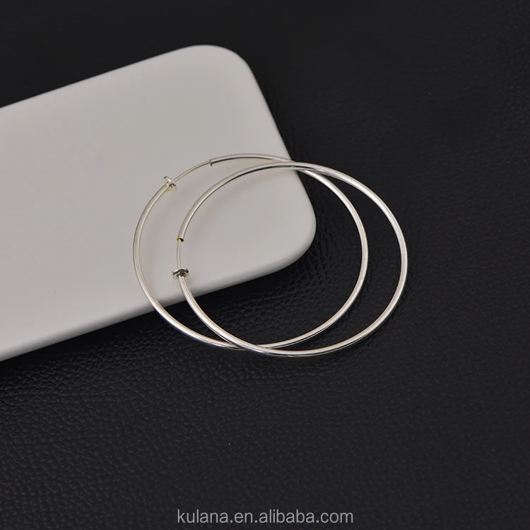 50 mm Fashion Golden Jewelry Brass Women Non Piercing Hoop Earring