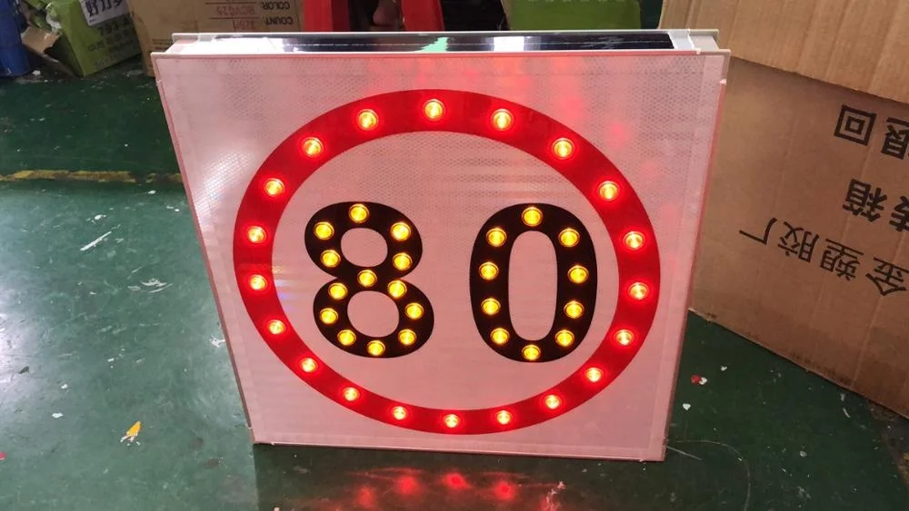 solar powered led flashing outdoor traffic road warning sign board