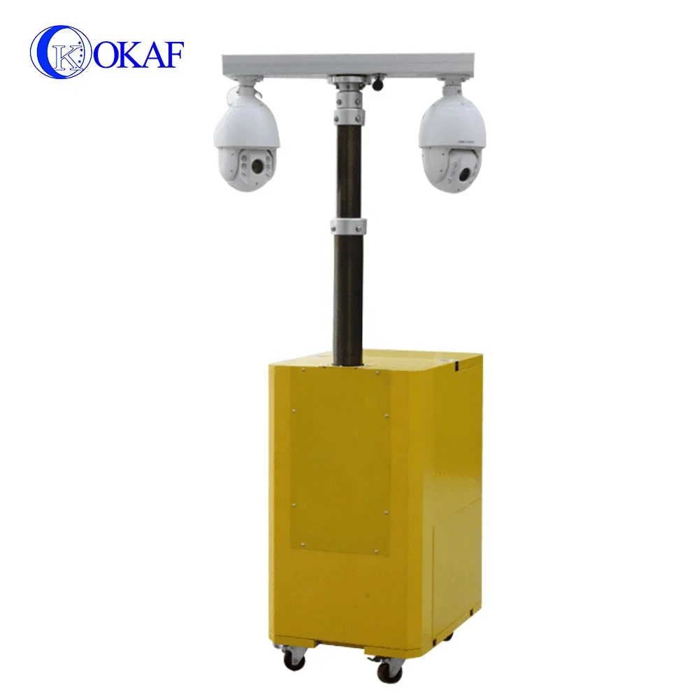 Telescopic Mast Height 6m Custom Mobile Sentry  CCTV Trailer