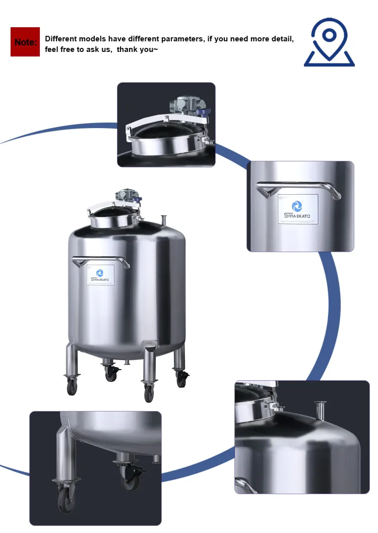 GMP certification  SS304 SS316 water tanks stainless steel customizable Aseptic Storage Tank for food  cosmetic  grease