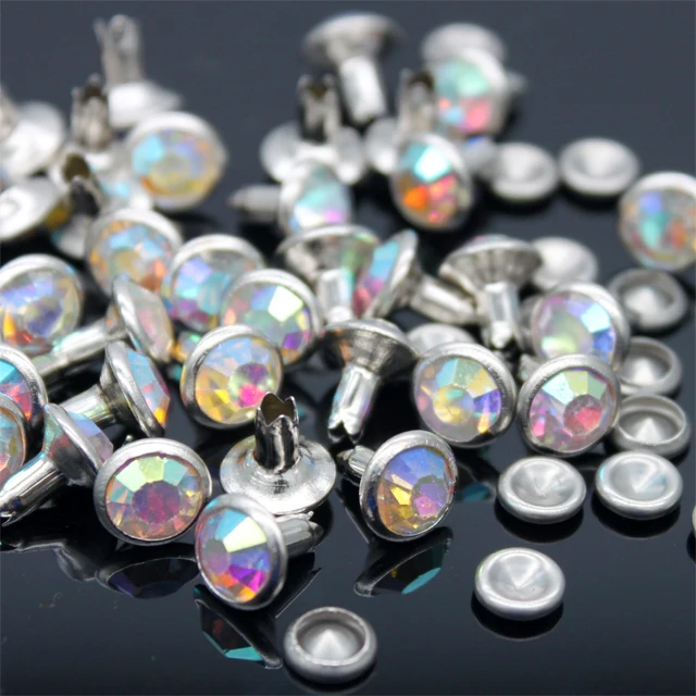 Fashion cheap crystal AB color rhinestone rivet open end garment rivet for decoration