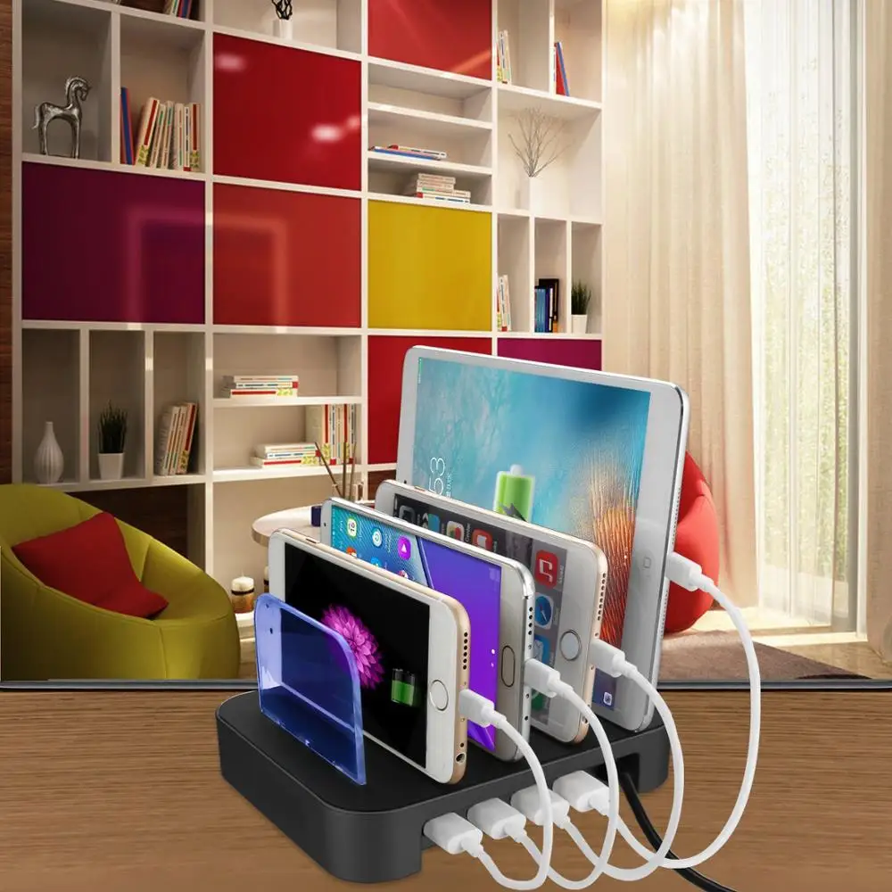4-Port USB hub Charging Dock Station Charger Stand organizer -Tablet/iPAD/Phone