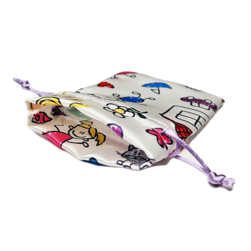 Custom Silk Satin Drawstring Bags Gift Pouches For Jewelry Pearl With Logo