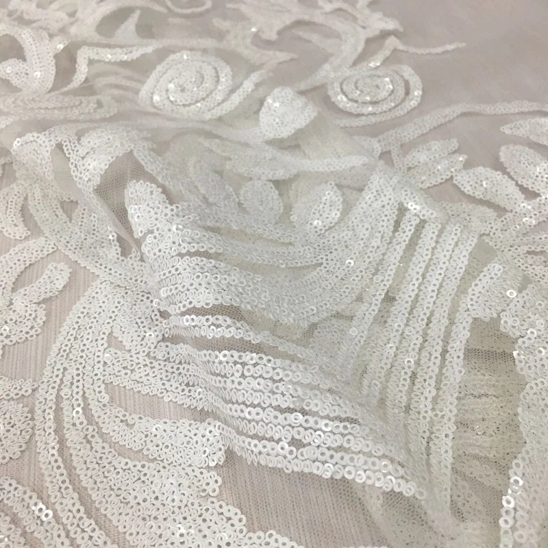 newest heavy embroidered matte sequined lace fabric all over embroidery designs bridal sequin lace dress fabric