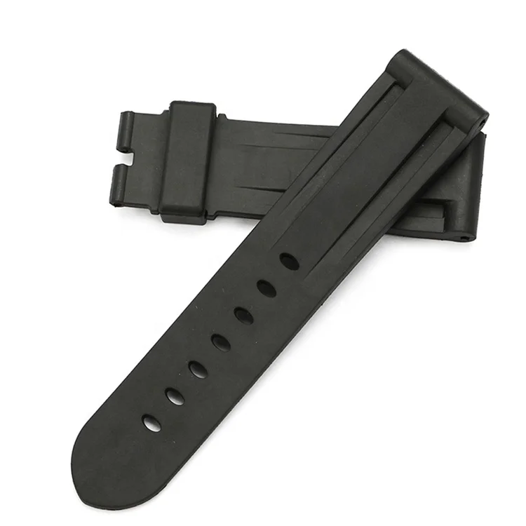 
24 26mm Fits PAM watch rubber Strap Band black 