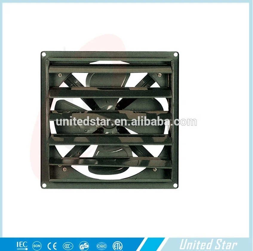 Wall Mounted Smoking Room or Kitchen Exhaust Fan 220V 24 Inch Black Electric Metal Industry 3 Iron Blades Copper Motor 1 Speed