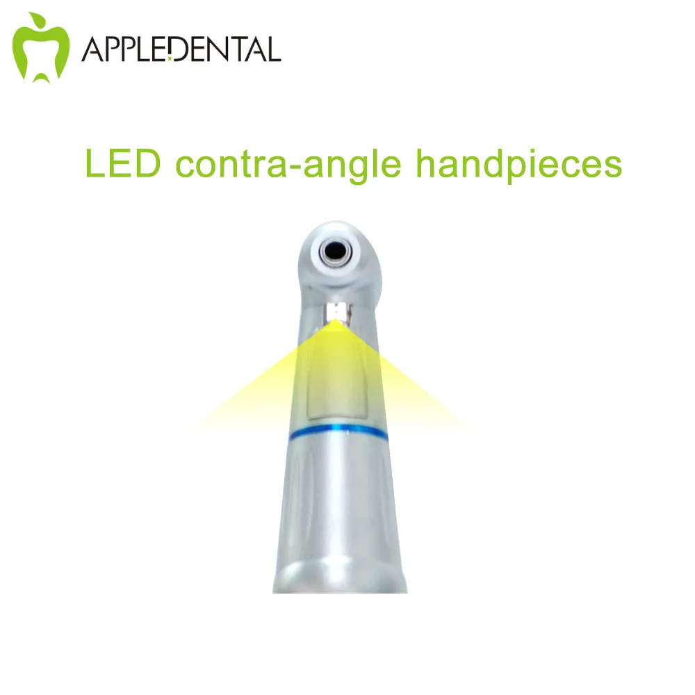 APPLEDENTAL low speed handpiece LED push button contra angle with light and generator