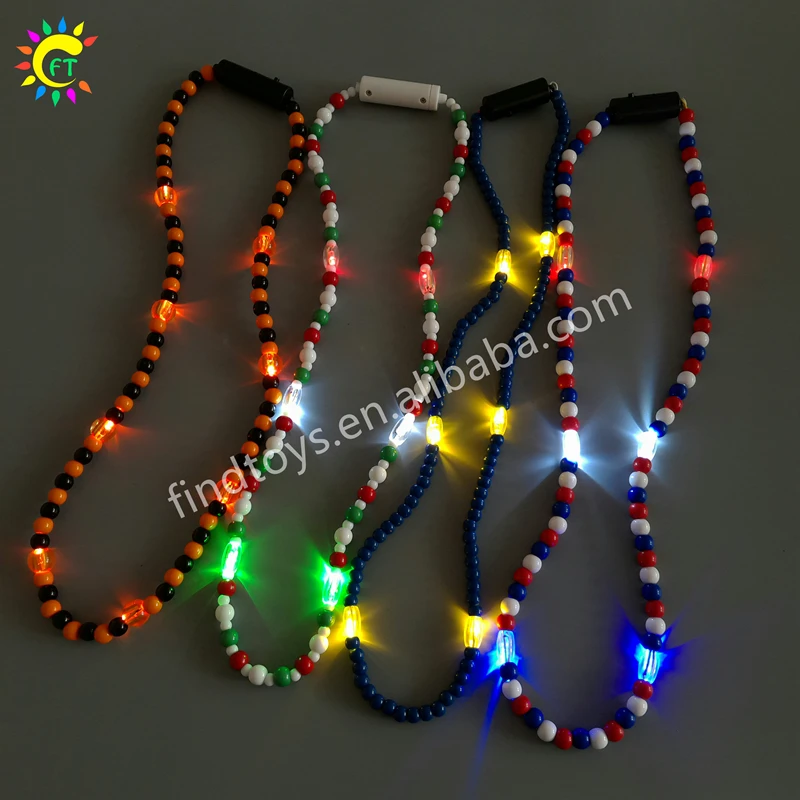 Custom Mardi Gras LED Flashing Beads Necklace Glow in the Dark For Party Supplies