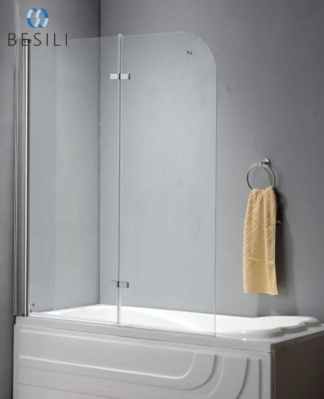 Bathtub partition design glass shower screen over bath P-40