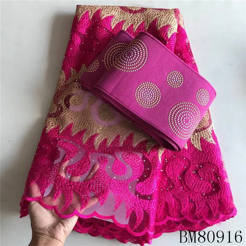 
BM80916 New African Lace Fabric with aso oke a sset Fabrics High Quality French Tulle Lace Fabric For Wedding Lace 