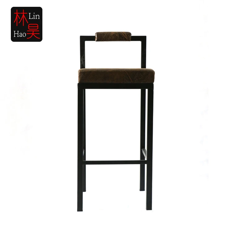 Bar stool high chair, vintage black color metal bar stool chair