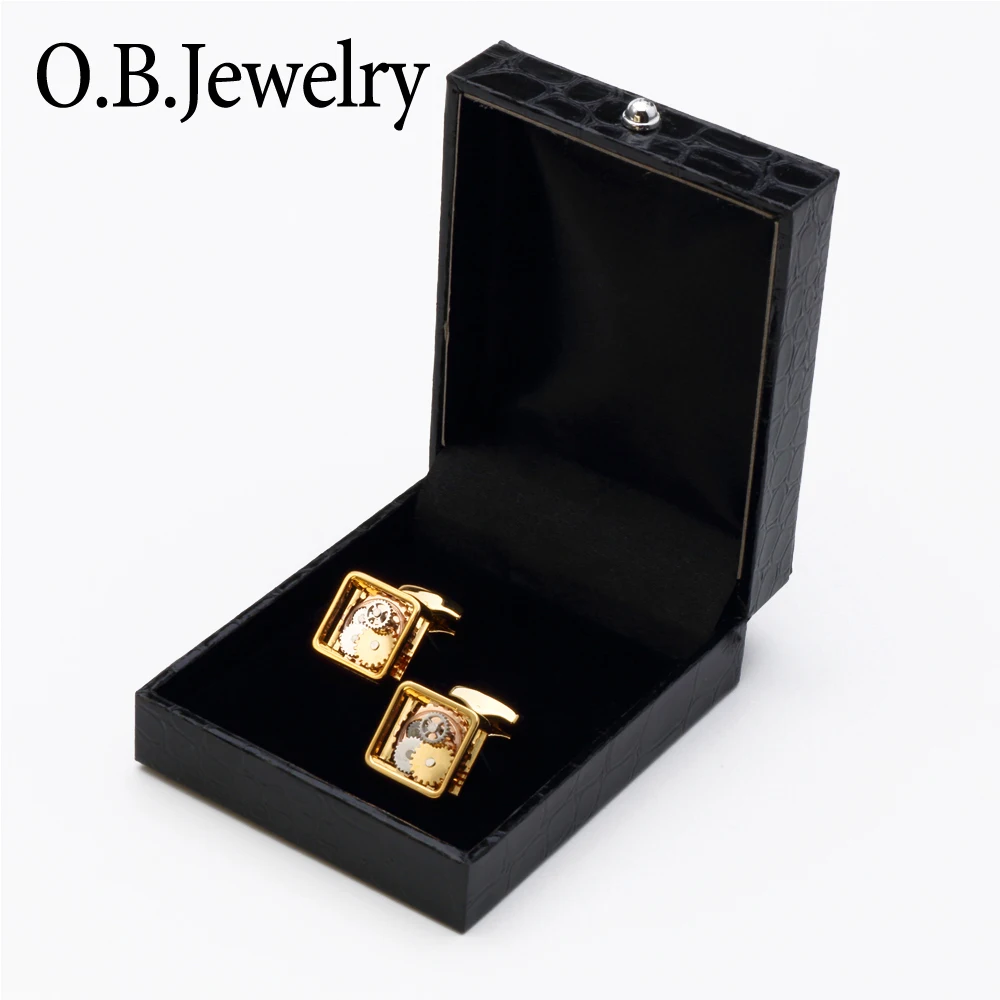 Wholesale Square Steampunk Gear Cufflinks Watch Mechanism Gear Cuff links for men Formal Business Wedding Festival Gift