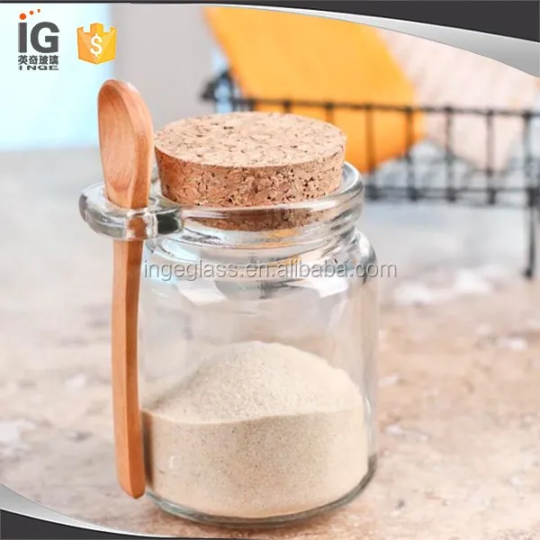 Glass Storage Jar with Wooden Spoon for Honey