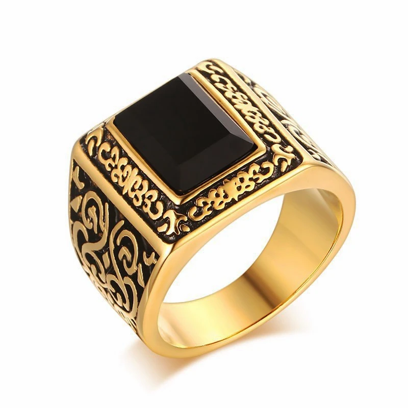 Fashion Stainless Steel Jewelry Guard Pattern Name Gold Ring Big 14k Single Stone Design Gold Ring (1502649349)