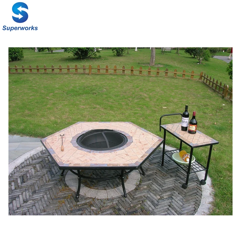 Big mosaic table leisure table bbq table fire pit