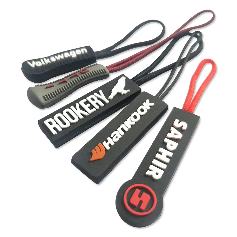 
Custom soft pvc rope puller rubber zipper pull 