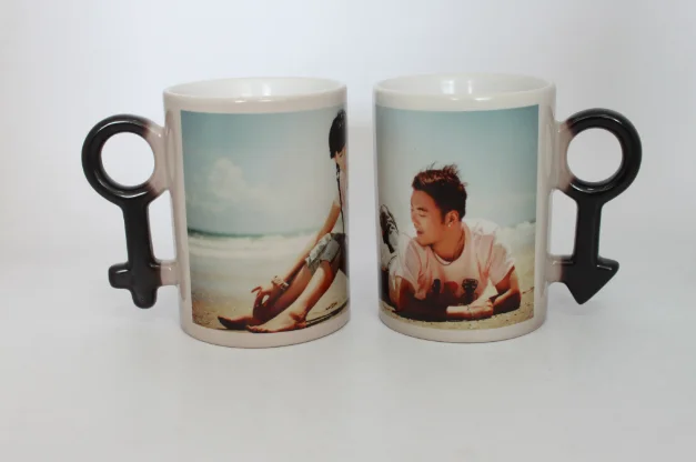 11oz Magic Coffee Heat Sensitive Mug Color Changing Heat Cup ,ceramic coffee mugs