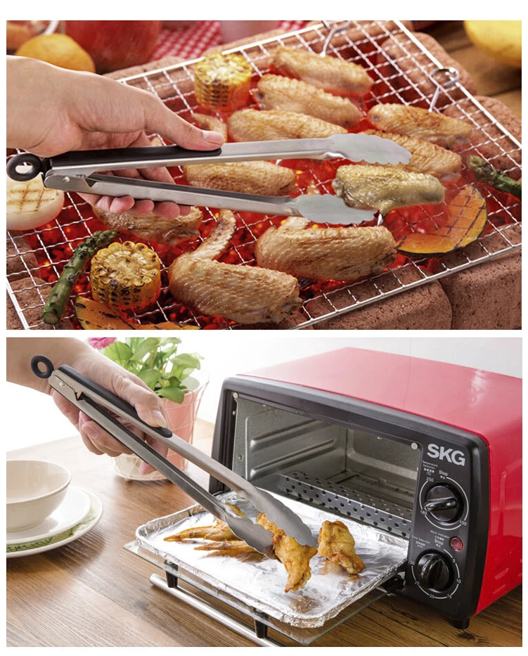 Silicone Kitchen and Barbecue Grill Tongs Stainless Steel Locking Food Tongs