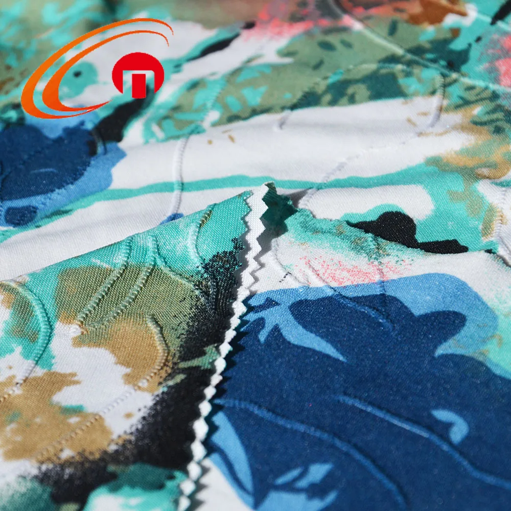Shaoxing Textile 96%Polyester 4% Spandex  DTY Jacquard Fabric With Flower Print For woman Scarf and Dress