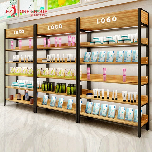 
Popular retail store equipment stylish wood and metal variety store shelves 