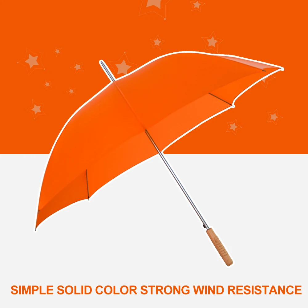 
8 bone long handle umbrella promotion straight unbrella with logo print with wooden handle 