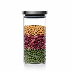 Wholesale  glass storage jar high borosilicate glass with metal lid for food storage