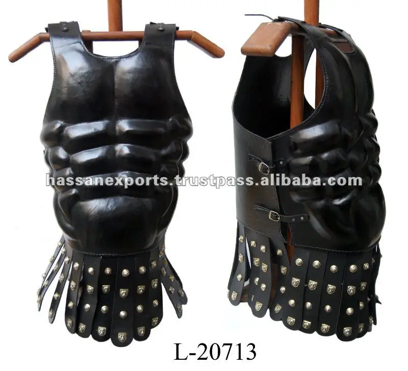Black leather muscle armour Leather armor Medieval Armor