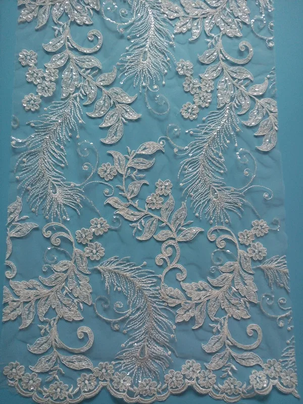 2016 Newest embroidery lace with sequins for wedding dress/ beautiful shining lace