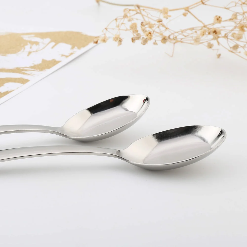 
High Quality 18-8 Metal Serving Spoon Round Stainless Steel Korean Style Rice Spoon 
