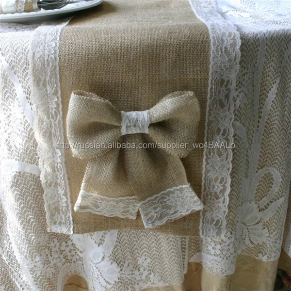 Мешковина с кружево стул створки для свадьбы