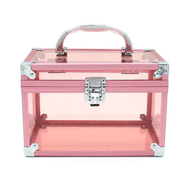 
Custom Pink Aluminum Train Beauty Acrylic Makeup Case 