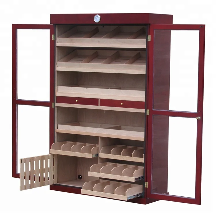 Wholesale 2 Doors Modern Large Solid Wood Cedar Wooden Cigar Humidors for Sale Used Humidor