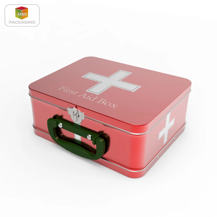 Wholesale rectangular metal tinplate white household first aid tin box